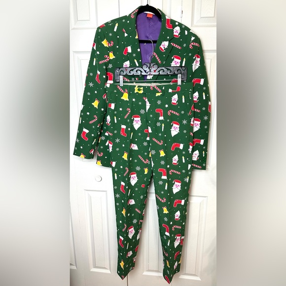 OPPOSUITS Santa Boss Novelty Costume Christmas Party Holiday Green Red Outfit - Picture 1 of 16